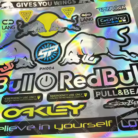 Christmas Laser Red Bull Motorcycle Decals Helmet Stickers Kit