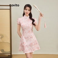 Lovito x Gladish Elegant Ditsy Floral Knot Dress for Women L112ED610 Lovito x Gladish Pakaian Simpul