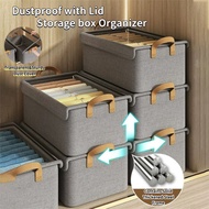 【28L】Clothes Storage Box Organizer Large Foldable Steel Frame Clothing Pants Organizer Room Wardrobe