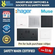 Hager Muse Switch Socket Singapore Safety Mark Local Stock White Silver Black