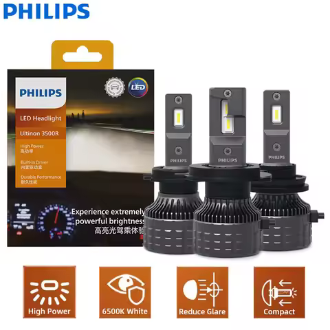 Philips Ultinon 3500R LED H4 H7 H11 HB3 HB4 HIR2 High Power 30W 2600LM Car Headlight 6500K White Hig