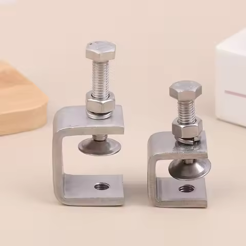**2Pcs Stainless Steel C-clamp Corrosion-resistant Rust-proof Adjustable Positioning Screw For Desk 