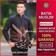 baju batik koko muslim pria laki laki cowok lengan panjang premium - box packing