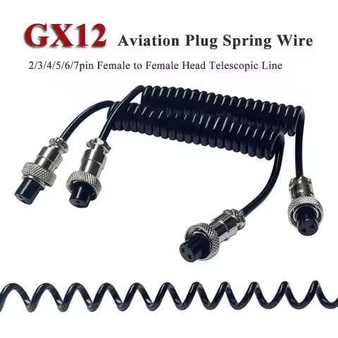 GX12 2 3 4 5 6 7 Pin Aviation Plug Spring Wire Female to Female Head Telescopic Line gx12 Straighten