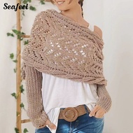 (Seafeel) Atmospheric Design Shawl Ladies Shawl Soft Fluffy Knitted Shawl Coat for Autumn Winter Wom