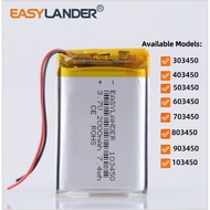 303450 403450 603450 703450 803450 903450 3.7V 2000mAh 103450 123450 Lithium Li-ion Polymer Battery 