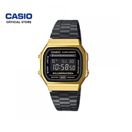 Casio Vintage A168WEGB-1B Black Stainless Steel Band Men Watch / Women Watch