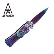 【Ad-Forest】野外求生必備 妄相折刀/指尖陀螺/戶外求生刀/多功能露營刀/野外求生(兩色)/ 藍紫色