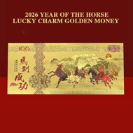2026 Year Of The Horse Gold Foil 100 Yuan Gold Banknote Gold Success And Wealth Instant M7i9