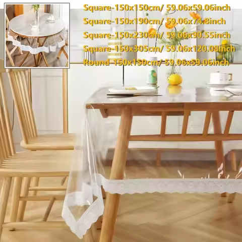Transparent Table Cloth Soft Soft Glass PVC Drooping Tablecloths Luxuriou Embroidered Rectangle Tabl