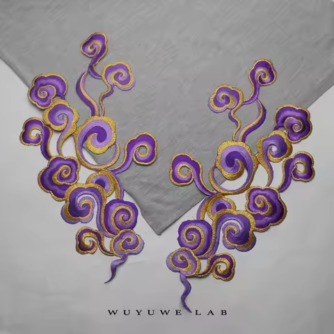 1Pairs Red Blue Wind Cloud Embroidery Iron on Cloth Patches Stickers Opera Costumes Auspicious Decal