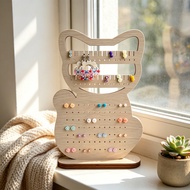 1pc cat shaped wooden hole jewelry storage rack,Multi functional hole board,as Valentines brithday G