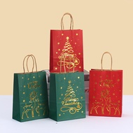 12pcs/Christmas Gift Bag with Handle/xmas Gilding Christmas Paper Bag/Xmas Kraft Paper Bags with Han