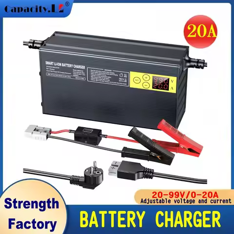 LifePO4 Charger High power charger 24V 36V 48V 60V 72V 84V 0-20A adjustable voltage and current lith