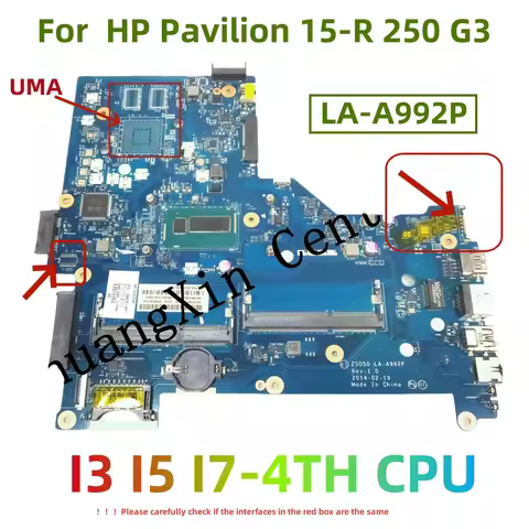 LA-A992P Motherboard for HP Pavilion 15-R 250 G3 784567-501 with I3 I5 I7-4TH CPU UMA 100% fully Tes