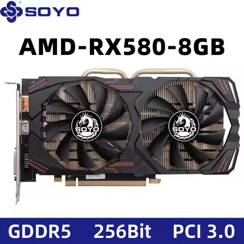 SOYO AMD RX 580 8GB 2048SP Placa De Video Gaming Graphics Card GDDR5 256Bit PCI Express 3.0 ×16 Rade