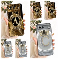 For Google Pixel 8a Case GKV4X G6GPR Fashion Initial Letters Crown Soft Silicone Protective Phone Co