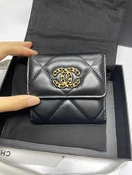 Chanel 19 Wallet Card Holder 銀包 羊皮 黑色