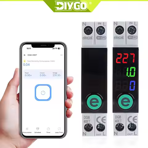 Ewelink WiFi Smart Circuit Breaker 1P+N 63A Timer Power Energy kWh Voltage Current Meter Protector V