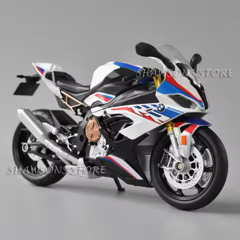 1:12 Scale Diecast Motorcycle Model Toys BMW S1000RR Sport Bike Miniature Replica With Accessory Whe