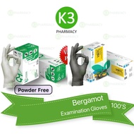 Bergamot Examination Gloves Latex Powder Free / Bergamot Examination Gloves Black Vinyl Powder Free