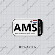 Amsterdam Airport Schiphol Code AMS Sign Sticker