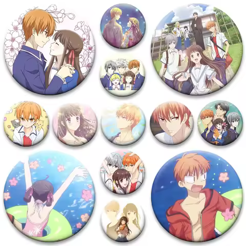 Exquisite Round Lapel Pins Anime Fruits Basket Badge Souma Kyo,Honda Tohru Cute Cartoon Brooches for
