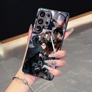Levi Ackerman 9 Glass Phone Case Glass for Samsung Galaxy S22 S23 S24 S25 Ultra Plus S24FE S25FE M15