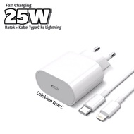 Batok + Lightning PD Cable 25W Complete 25W Adapter/ Plus Charger Cable Type C to Lightning IOS 25W 
