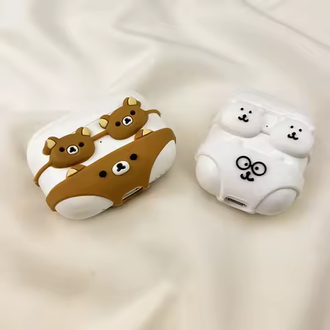 Kawaii Bikini Glass Bear Rilakkuma Cartoon Case for Apple Airpods Pro 3 2025 1 4 3 2 Pro with Charm 