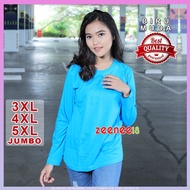 Women's Jumbo Long Sleeve T-Shirt, Chest Size 130, 3XL, 4XL, 5XL Lightbiru