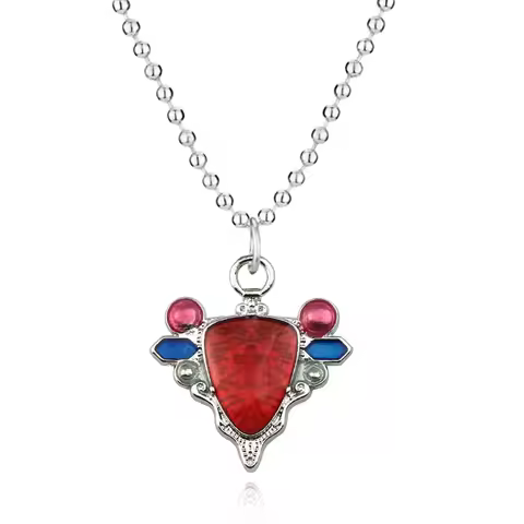 Anime JOJOS BIZARRE ADVENTURE Necklace Women Men Red Stone Of Aja Cosplay Pendant Necklace Chain Cho