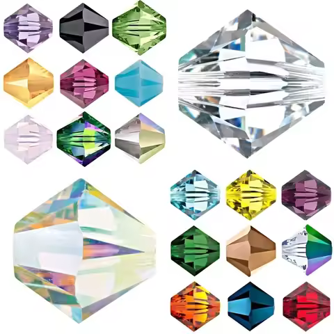 300pcs Exquisite 4mm Bicone Loose Beads For Jewelry Making Accessories 021-040