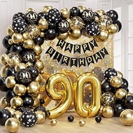 90th Birthday Decorations for Men Women with Happy 90th Birthday Decorations Banner 90 Balloon Numbe