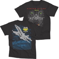 Hunter Killer T-Shirt F/A-18 Super Hornet Fighter And Attack Aircraft 1 Cotton V-Neck Short Sleeve M