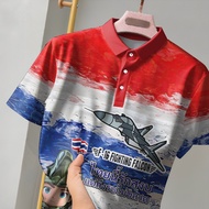 F-16เสื้อโปโลเสื้อกีฬาสุภาพสตรีเสื้อกีฬาชายเสื้อ ลาย ธง ชาติเสื้อยืด ไทยนี้รักสงบ แต่ถึงรบไม่ขลาด ระ