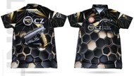CZ Shadow 2 Polo Shirt Black Gold Hexagon Design Custom Name