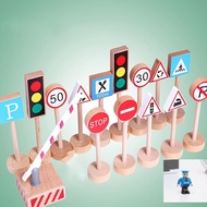 16 wooden mini traffic sign models suitable for DIY traffic games