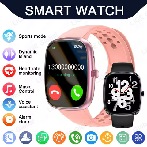 LIGE Smartwatch For Women Men Dynamic Island Bluetooth Talking Heart Rate Sleep Monitor Sports Smart