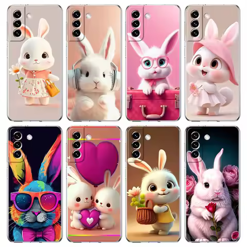 A Cute Rabbit With A Purple Hat Phone Case for Samsung Galaxy S23 S20 FE S22 S21 Ultra M21 M22 M32 S