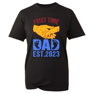 First Time Dad Est 2023 T-Shirt Promoted To Dad Funny Daddy Gift Unisex Top