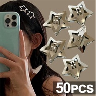 10/50pcs Silver Star Hairpins for Women Stars Filigree Metal Snap Hair Clips Girls Side Hair Grip Y2K Barrettes Hair Accessories Hair Accessories