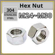 Hex Nut DIN934 | SUS 304 Stainless Steel Grade A2-70 | M24 M27 M30 | Hexagon Nut