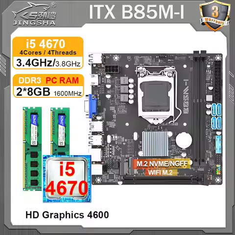 JINGSHA B85 mini itx motherboard LGA 1150 CPU RAM Combo i5 4670 + 2*8GB DDR3 motherboard Set LGA1150