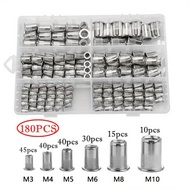น็อตหมุดย้ำชุดสแตนเลส180ชิ้นM3/M4/M5/M6/M8/M10