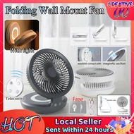 🔥【SG Ready Stock】🔥Edon Air Circulation Fan(7 inch) Auto Rotation Table Fan Wall Fan Rechargeable Fan with Nightlight