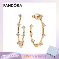 S925 sterling silver jewelry (with box)Pandora Era Lab-Grown Diamond Station Hoop Earrings