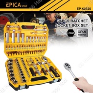 EPICA STAR 32pcs / 94pcs Ratchet Socket Box Set 1/2" 1/4" Dr Socket Set CR-V Bit Ratchet Handle Set 