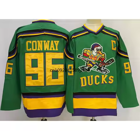 Charlie Conway Jersey 96 Mighty Ducks Jerseys 99 Adam Banks Jersey 66 Gordon Bombay Jersey Movie Swe