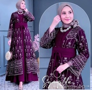 Gamis Set Outer Terpisah Syaqilla Dres BL Ceruty Babydoll Full Puring Mix Brukat M L XL XXL 3XL Dres